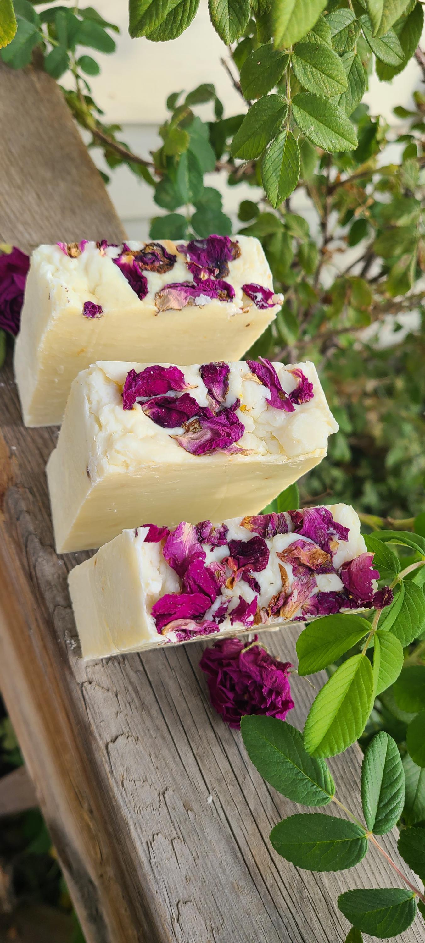 Handcrafted Rose Hip Soap / Infused Olive Oil / Coconut Oil / rose hips / rose petals