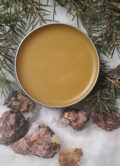 Canadian spruce resin balm made with wild-harvested spruce pitch